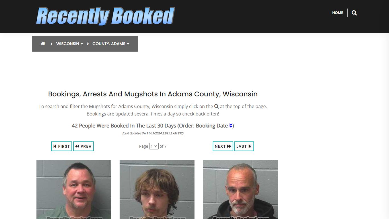 Bookings, Arrests and Mugshots in Adams County, Wisconsin - Recently Booked