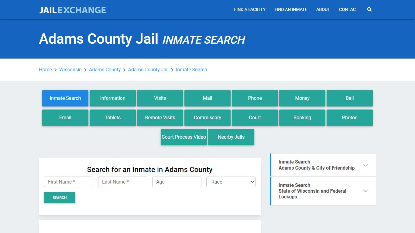 Adams County Jail, WI Inmate Search: Roster & Mugshots - Jail Exchange