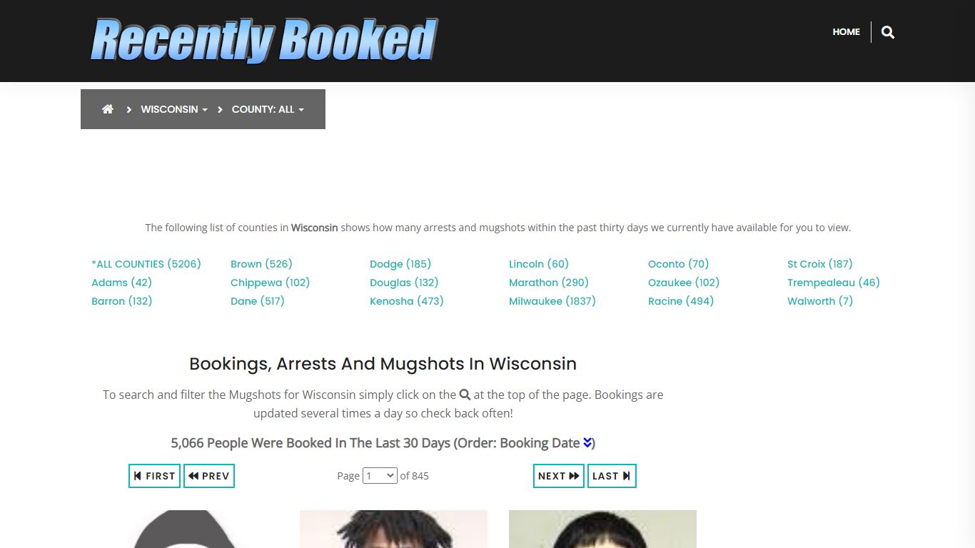 Bookings, Arrests and Mugshots in Wisconsin - Recently Booked